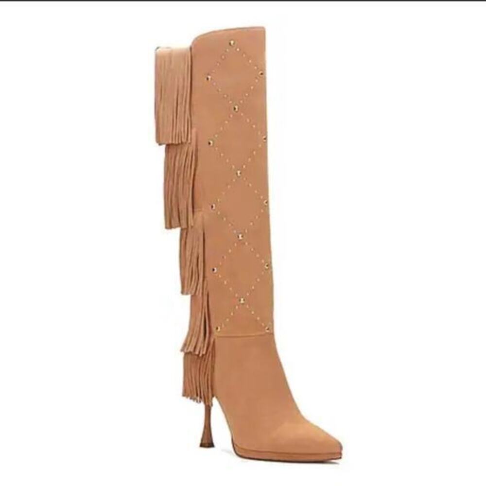 ▶️ Vince Camuto ◀️ Panaryaz Knee High Suede Fringe. Sz 9